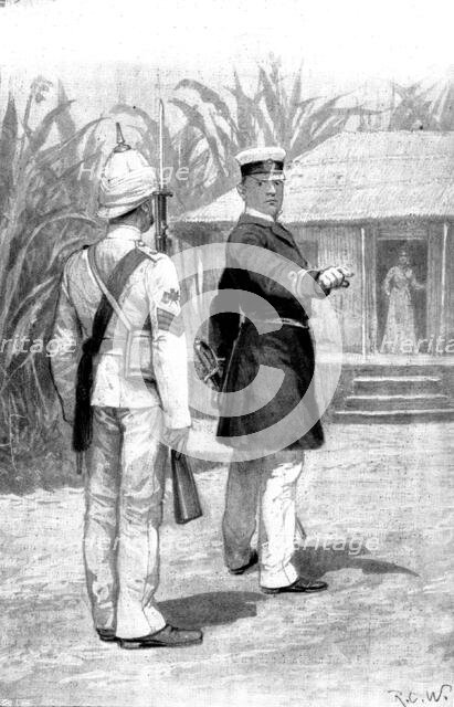 Officer and Man: "Take your men out of sight, Sergeant. I don't want this fellow frightened", 1898. Creator: Unknown.