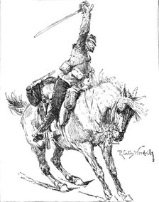 In The Nick of Time by R. C. Woodville: Exhibition of the Institute of Painters in Oil Colours, 1883 Creator: Unknown.