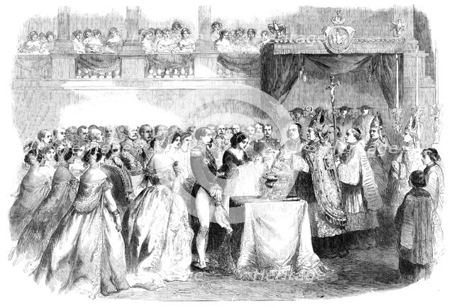 Ondoiement of the Infant Prince, in the Chapel of the Tuileries, 1856.  Creator: Unknown.