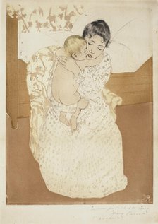 Maternal Caress, 1890-1891. Creator: Cassatt, Mary (1845-1926).