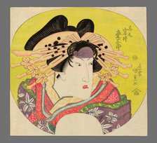 Iwai Kumesaburo II as the Courtesan Takao in Banzei Okuni Kabuki, c. 1827. Creator: Utagawa Kunisada.
