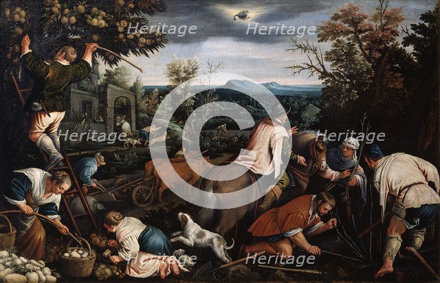 'October' (from the series 'The Seasons'), late 16th or early 17th century. Artist: Leandro Bassano