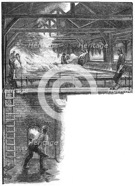 Shovelling salt at South Durham Salt Works, 1884. Artist: Unknown