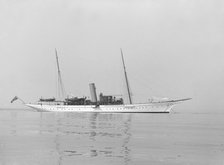 The steam yacht 'Sabrina' at anchor, 1914. Creator: Kirk & Sons of Cowes.