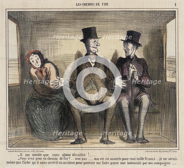 Il me semble que nous allons dérailler.., 1857. Creator: Honore Daumier.