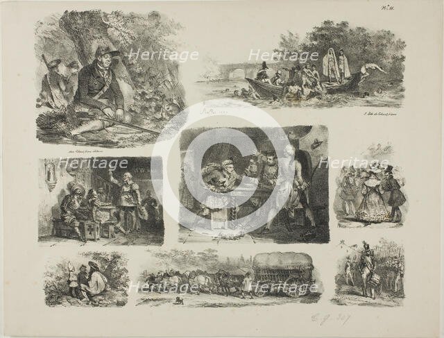 Sheet of Sketches, 1829. Creator: Auguste Raffet.