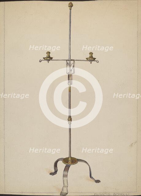 Iron and Brass Candlestand, 1935/1942. Creator: Francis Borelli.