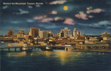 'Skyline by Moonlight, Tampa, Florida', c1940s. Artist: Unknown.