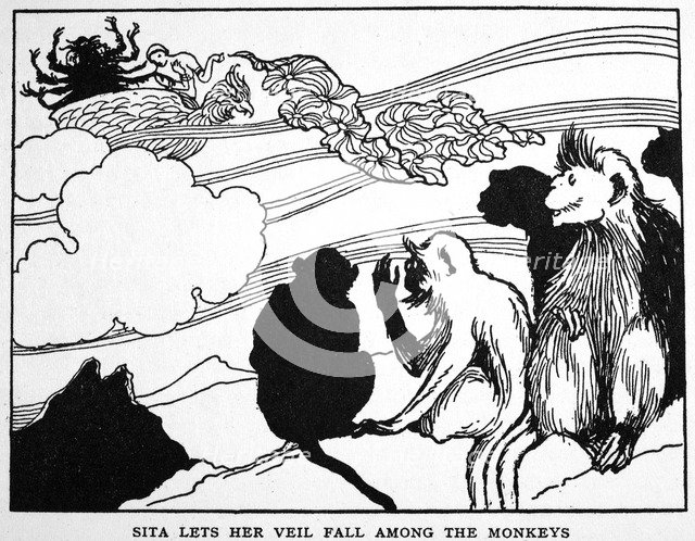 'Sita Lets Her Veil Fall among the Monkeys', 1925. Artist: Unknown