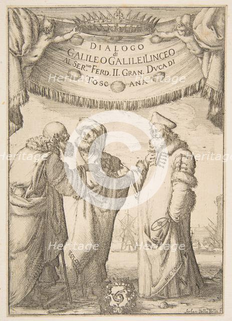 Frontispiece for Dialogo di Galileo Galilei, 1632. Creator: Stefano della Bella.