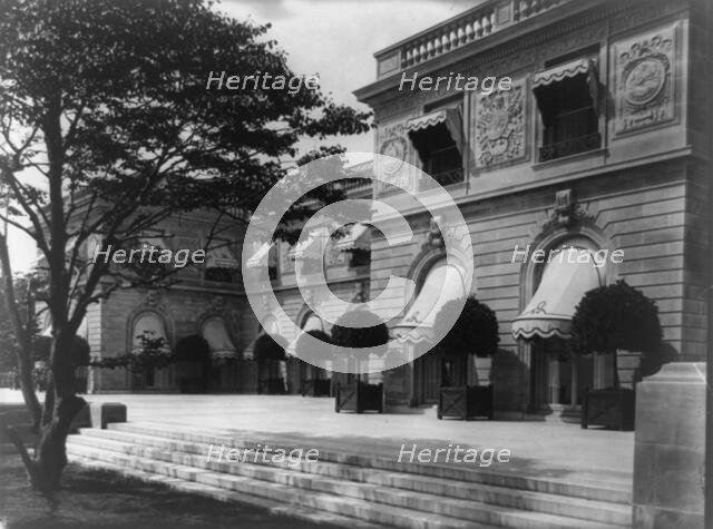 Hamilton Rice Home in Newport, Rhode Island, exterior view showing potted..., between 1917 and 1927. Creator: Frances Benjamin Johnston.