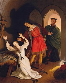 Faust and Gretchen in the dungeon, 1833. Creator: Ludwig Ferdinand Schnorr von Carolsfeld.