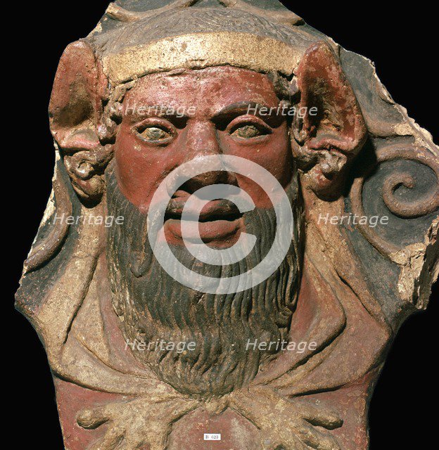 Etruscan terracotta head of a satyr. Artist: Unknown