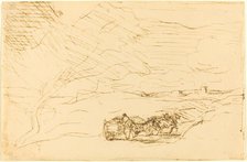 Wagon Going to Town (Le Charriot allant a la ville), 1860. Creator: Jean-Baptiste-Camille Corot.