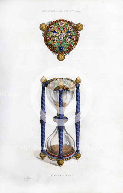 Hourglass, mid-17th century, (1843).Artist: Henry Shaw