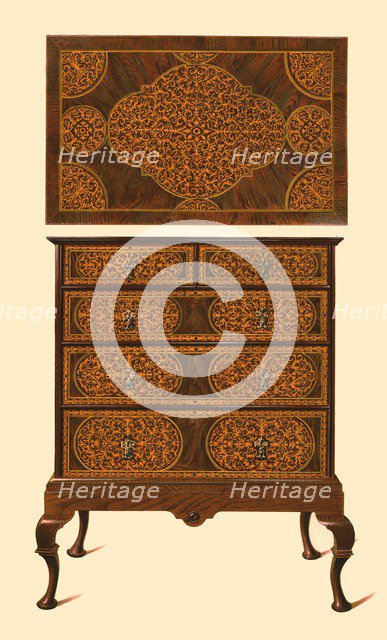 Chest of drawers inlaid with marquetry, 1905. Artist: Shirley Slocombe.