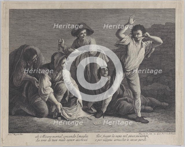 A group of people gambling, 1770-1800., 1770-1800. Creator: Pellegrino dal Colle.