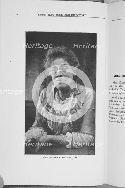 Mrs. Booker T. Washington- [Mrs. Margurite J. Murray Washington], 1923. Creator: Unknown.