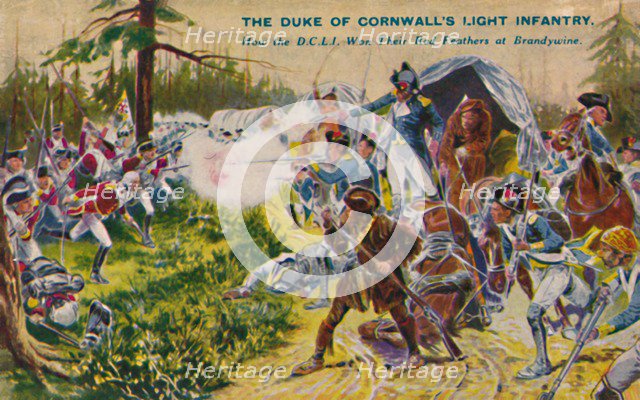 'The Duke of Cornwall's Light Infantry...at Brandywine', 1777, (1939). Artist: Unknown.