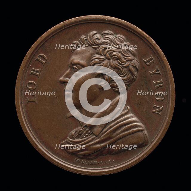 Lord Byron, 1788-1824, Poet [obverse], 1824. Creator: William Binfield.