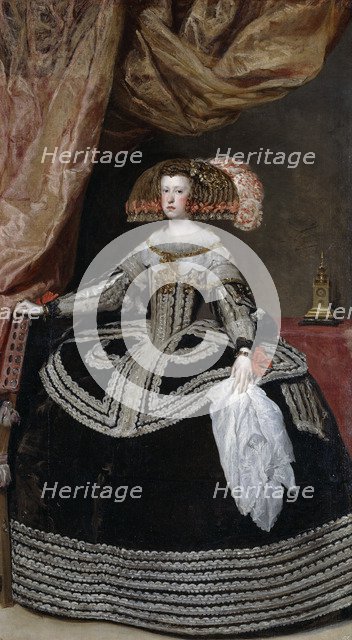 Portrait of Mariana of Austria (1634–1696), 1652. Artist: Velàzquez, Diego (1599-1660)