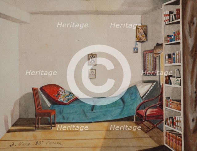 Nikita Muravyov's Room by exile in Irkutsk province, 1837. Artist: Muravyov, Nikita Mikhailovich (1797-1843)