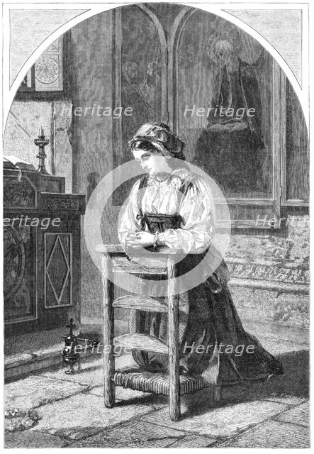 ''The Offering'', by F. Wyburd, in the Exhibition of the British Institution, 1864. Creator: W Thomas.