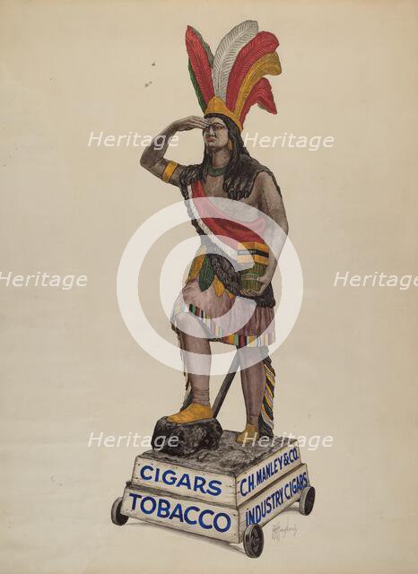 Cigar Store Indian, c. 1937. Creator: Augustine Haugland.