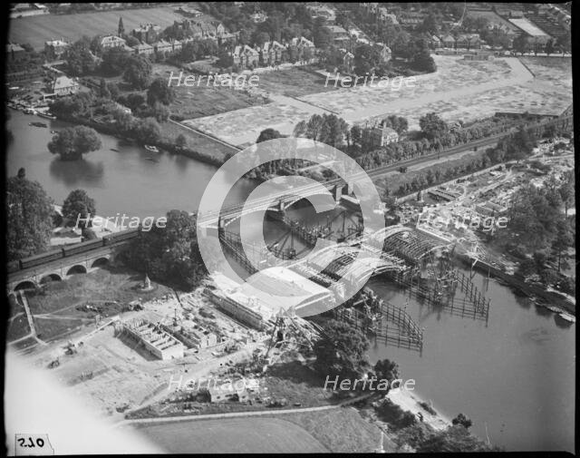 Twickenham Bridge under construction, Twickenham, London, c1930s. Creator: Arthur William Hobart.