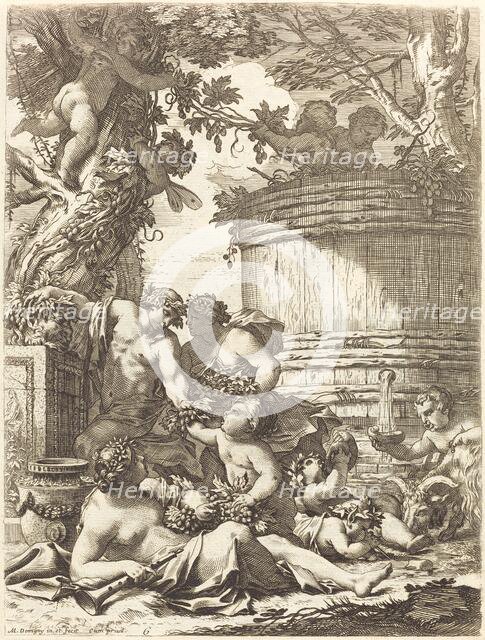 Putti with Grapes and a Seated Bacchante, 1650s. Creator: Michel Dorigny.