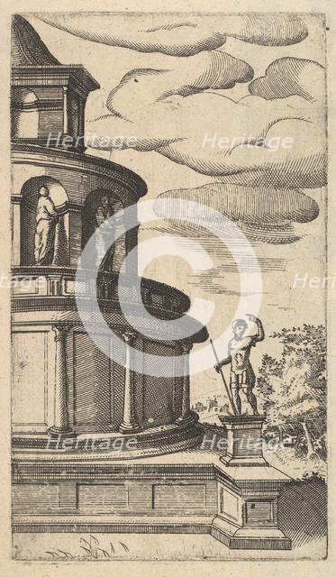 Partial view of a Building [Sepulchrum Adriani] from the series 'Ruinarum variarum fabrica..., 1554. Creator: Lambert Suavius.