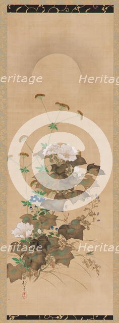 Moon and Autumn Plants, Edo period, early 19th century. Creator: Sakai Hoitsu.