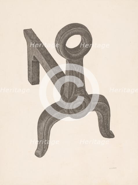 Andiron (one of pair), c. 1940. Creator: Jacob Lipkin.