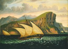 Felucca off Gibraltar, mid 19th century. Creator: Thomas Chambers.