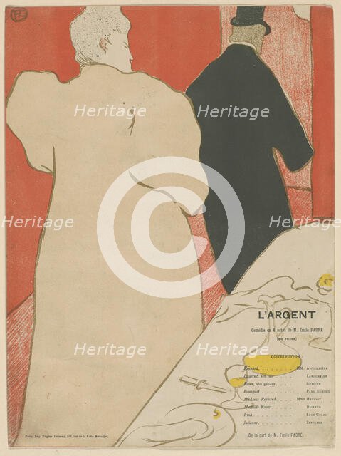 Programme pour "L'Argent", 1895. Creator: Toulouse-Lautrec, Henri, de (1864-1901).