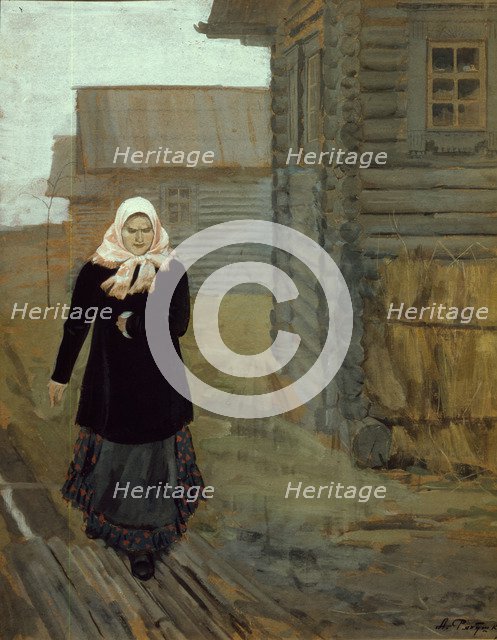 In a country village. Going to church, 1903. Artist: Ryabushkin, Andrei Petrovich (1861-1904)