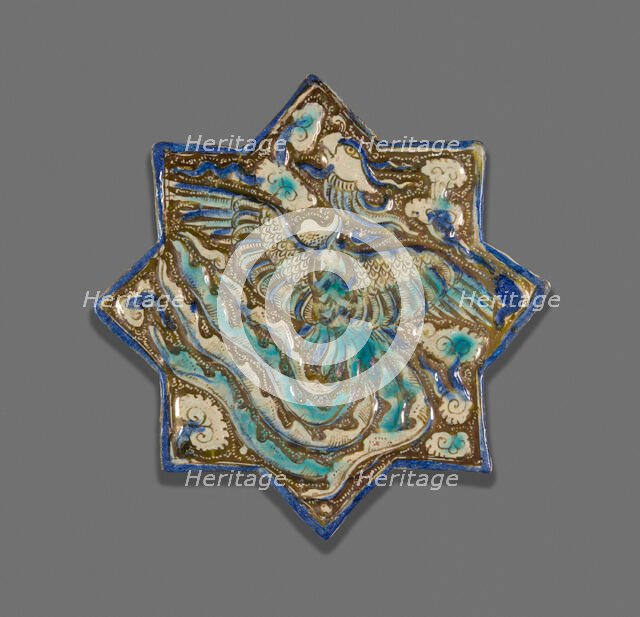 Star-Shaped Tile with Phoenix, Ilkhanid dynasty (1256-1353), late 13th century. Creator: Unknown.
