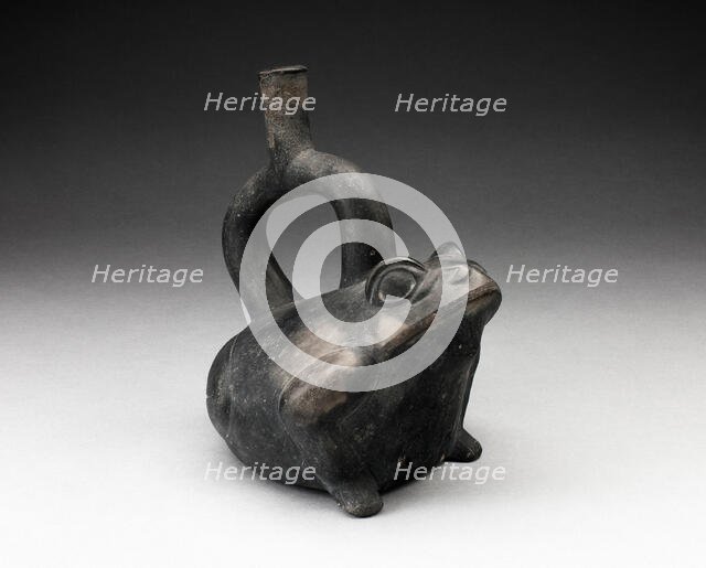 Blackware Stirrup Vessel in the Form of a Frog, 100 B.C./A.D. 500. Creator: Unknown.