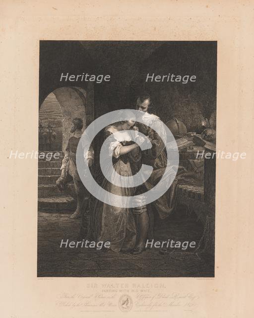 Sir Walter Raleigh Painting with his Wife. Creator: Charles Kennedy Burt (American, 1823-1892).