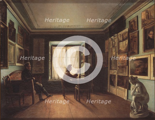 The Painter's Studio, 1820s. Artist: Zaytsev, Nikita (1787-1828)