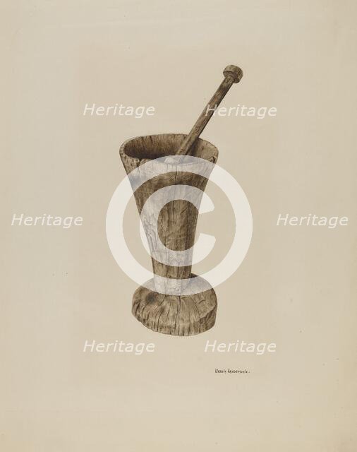 Mortar and Pestle, c. 1941. Creator: Ursula Lauderdale.