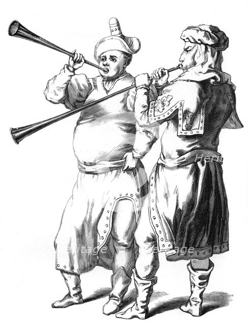 English trumpeters, 1375 (1849). Artist: Unknown