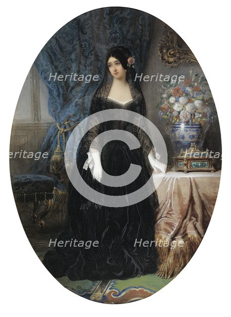 Portrait of Marie Duplessis (1824-1847), La Dame aux Camélias, c. 1840. Artist: Olivier, Jean-Charles (active 1840s)