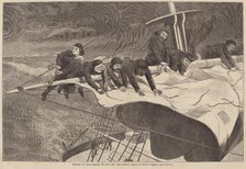 Winter at Sea - Taking in Sail Off the Coast, published 1869. Creator: Winslow Homer.