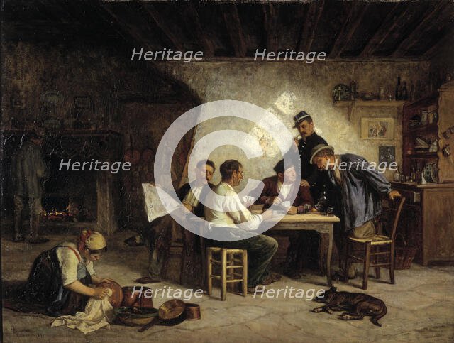 A Game of Piquet, 1869. Creator: Adolf von Becker.