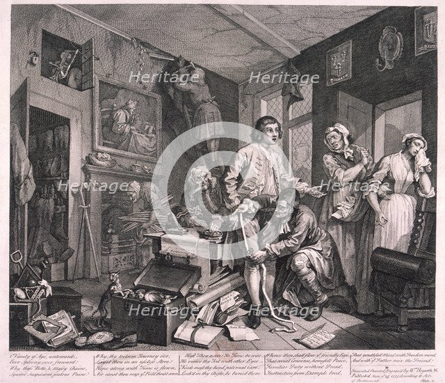 'A Rake's Progress', 1735; plate I of VIII. Artist: William Hogarth