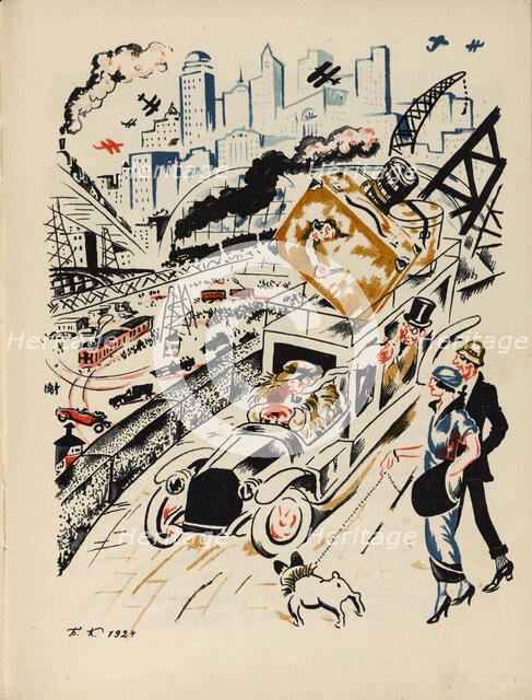 Illustration for the story "Jimmy Joy Visits the Pioneers", 1924. Creator: Kustodiev, Boris Michaylovich (1878-1927).