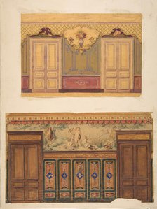 Two Designs for the decoration of walls pierced by pairs of double doors, 1830-97. Creators: Jules-Edmond-Charles Lachaise, Eugène-Pierre Gourdet.