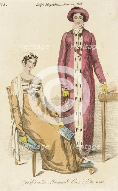 Fashion Plate (Fashionable Morning and Evening Dresses), 1813. Creator: Unknown.