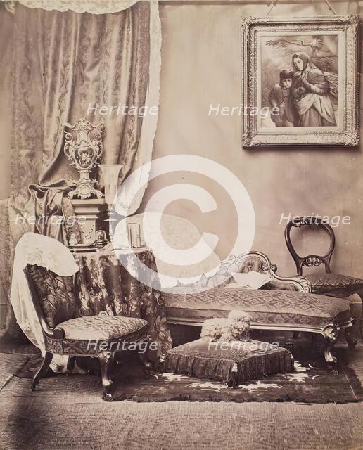 Photographic Studio Set or Drawing Room, from an album compiled by Sir John Everett Millais. Creator: Unknown.